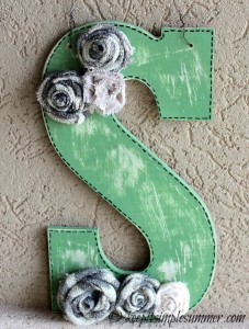 Simple DIY Burlap Flower Initial Wreath