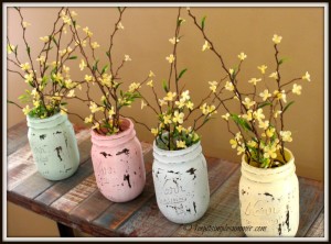 Distressed Spring Mason Jars